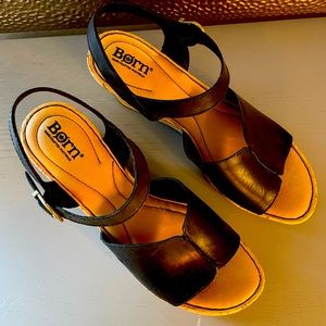 Born Agnio open toe Faux Cork Wedge Sandal